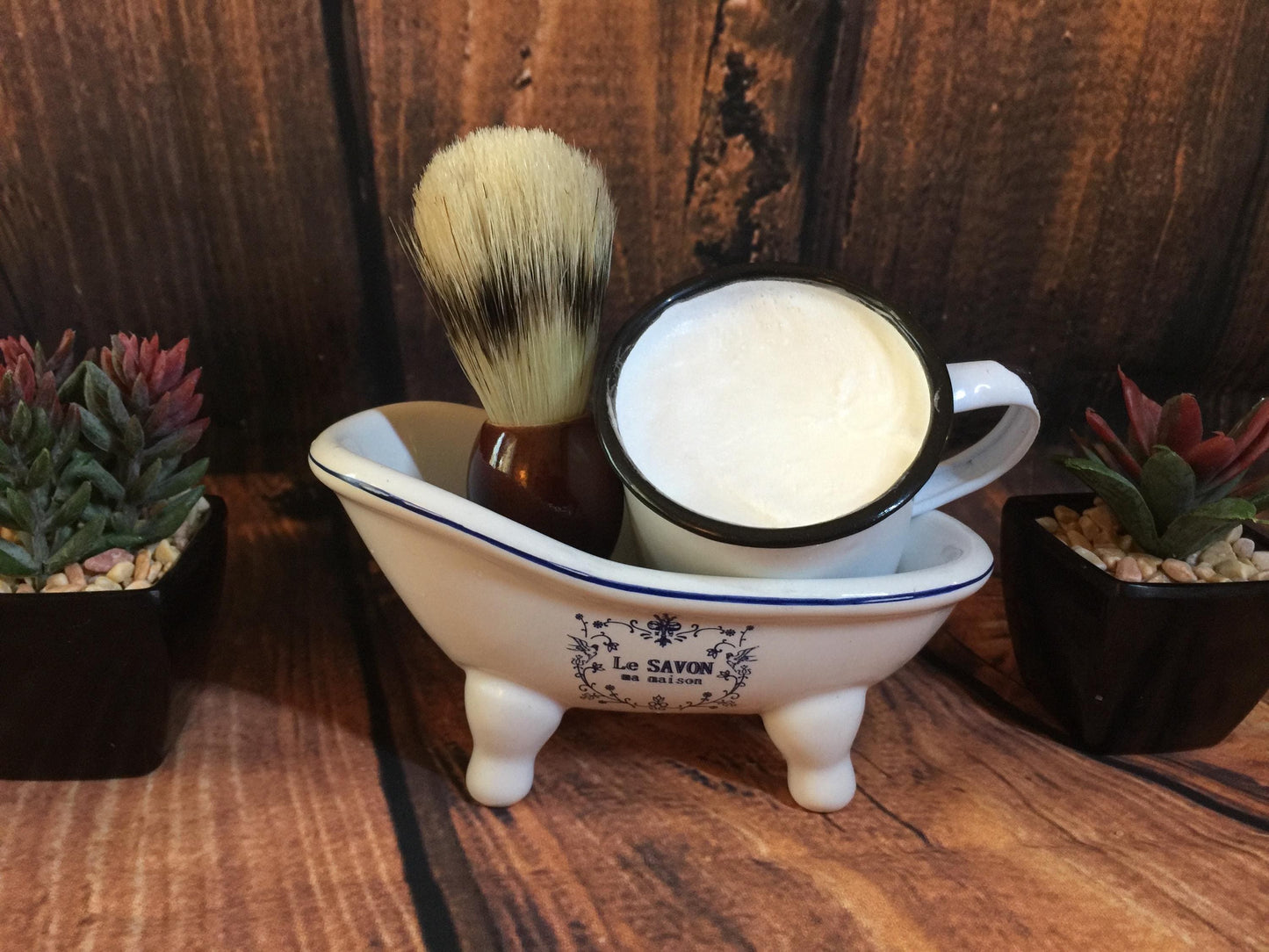 Tallow & Goat Milk Shave Soap in Enamel Espresso Cup